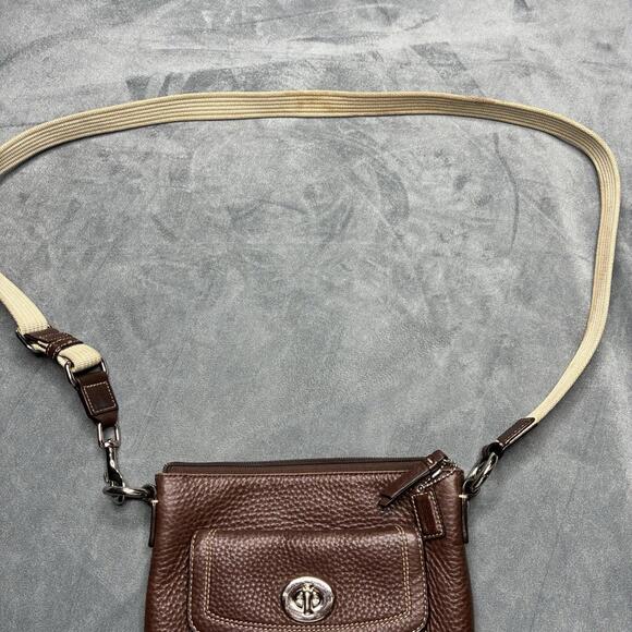 Coach Hamilton Brown Pebbled Leather Swingpack Crossbody Shoulder Bag Handbag - Picture 6 of 15